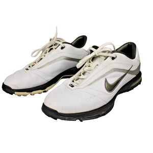 Nike Air Academy Golf Shoe Men's 10.5 US White Low Top Cleat Leather Sneaker